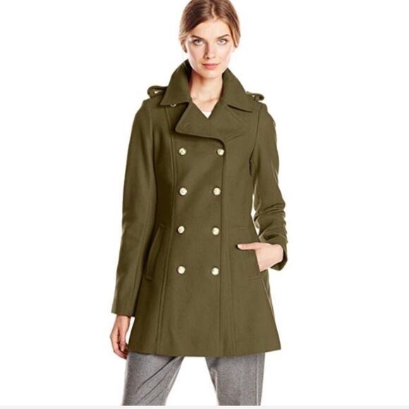 Via Spiga Sz 2 Military Wool Blend Coat Lush Olive - Picture 1 of 7